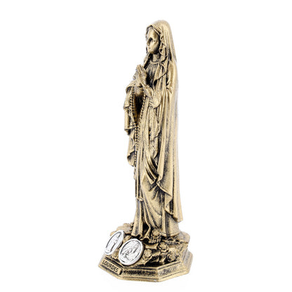 Statua Madonna di Lourdes, in resina bronzata. Altezza 10 cm