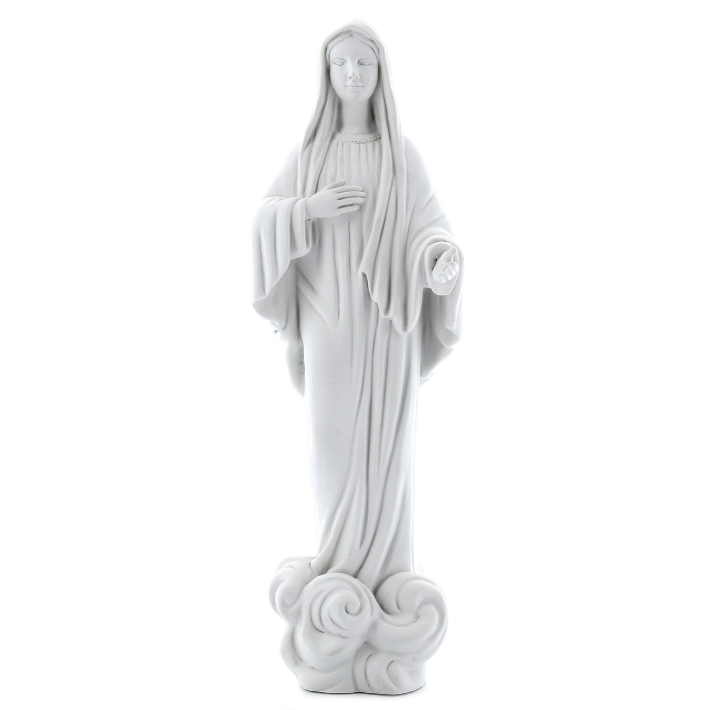 Statua Regina della pace, in resina bianca. Altezza 23,5 cm