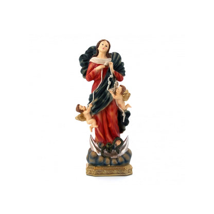 Statua Maria che scioglie i nodi, in resina colorata. Altezza 14,5 cm
