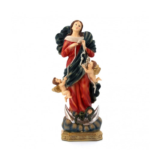 Statua Maria che scioglie i nodi, in resina colorata. Altezza 22 cm