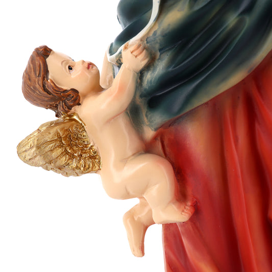 Statua Maria che scioglie i nodi, in resina colorata. Altezza 31,5 cm