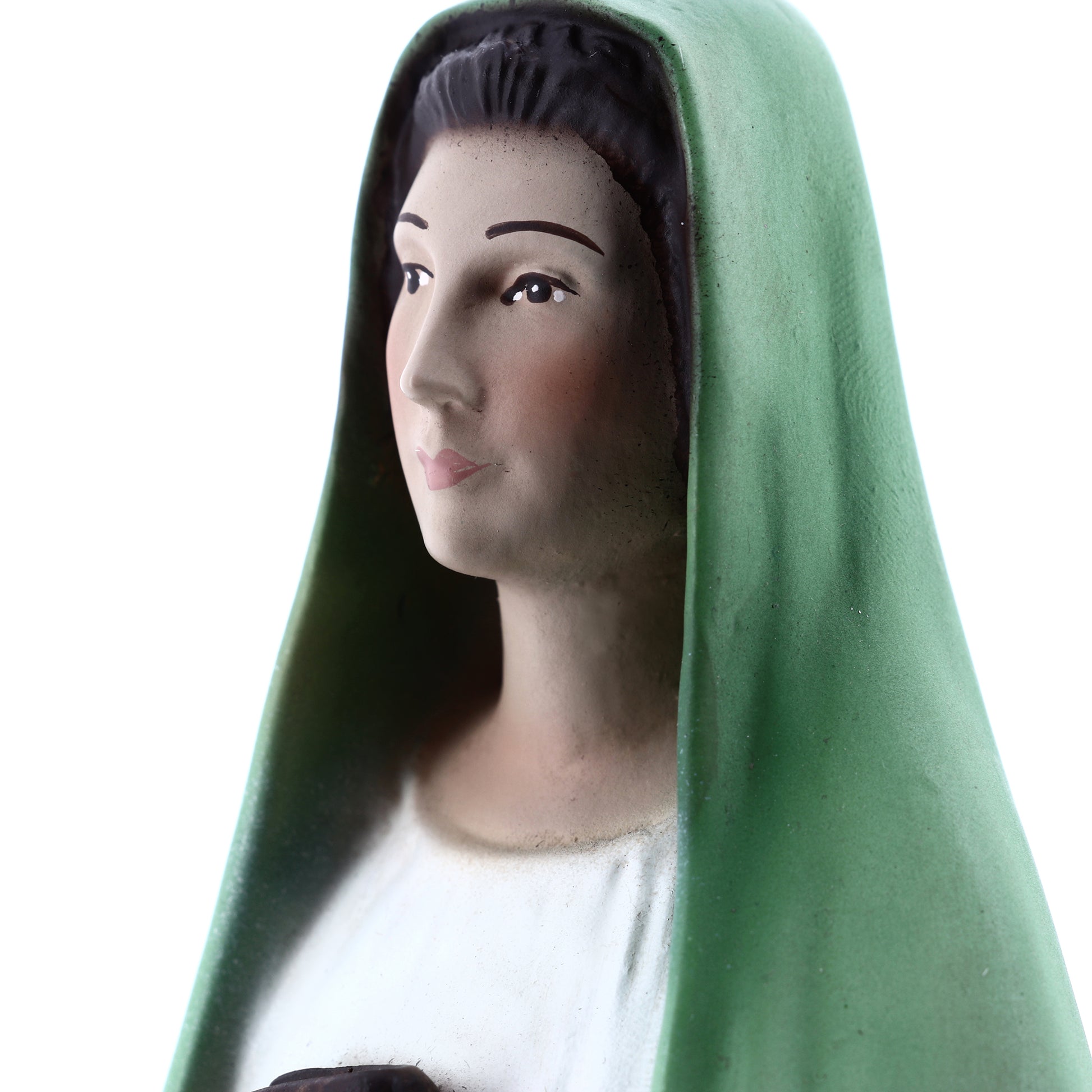 Statua Vergine della Rivelazione, in resina colorata. Altezza 32 cm
