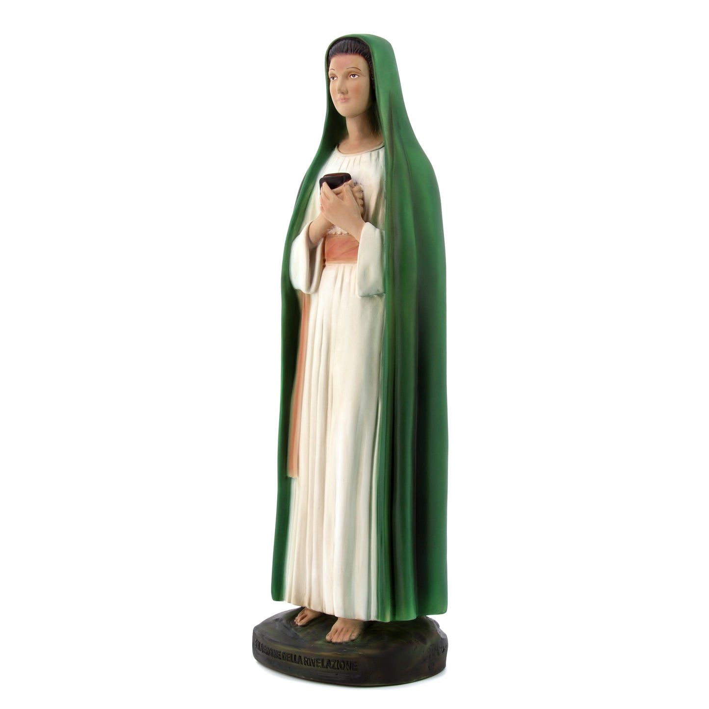Statua Vergine della Rivelazione, in resina colorata. Altezza 50 cm
