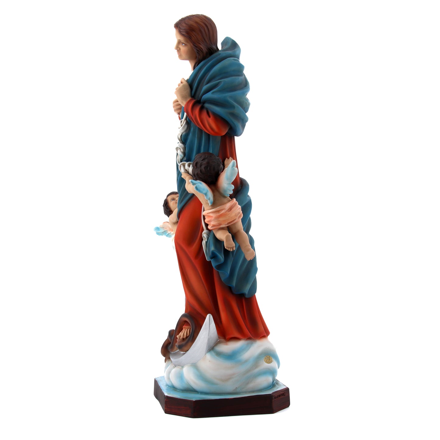 Statua Maria che scioglie i nodi, in resina colorata. Altezza 60 cm