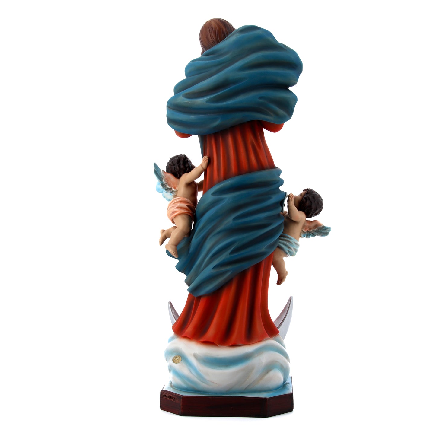 Statua Maria che scioglie i nodi, in resina colorata. Altezza 60 cm