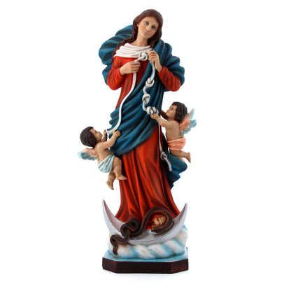 Statua Maria che scioglie i nodi, in resina colorata. Altezza 60 cm