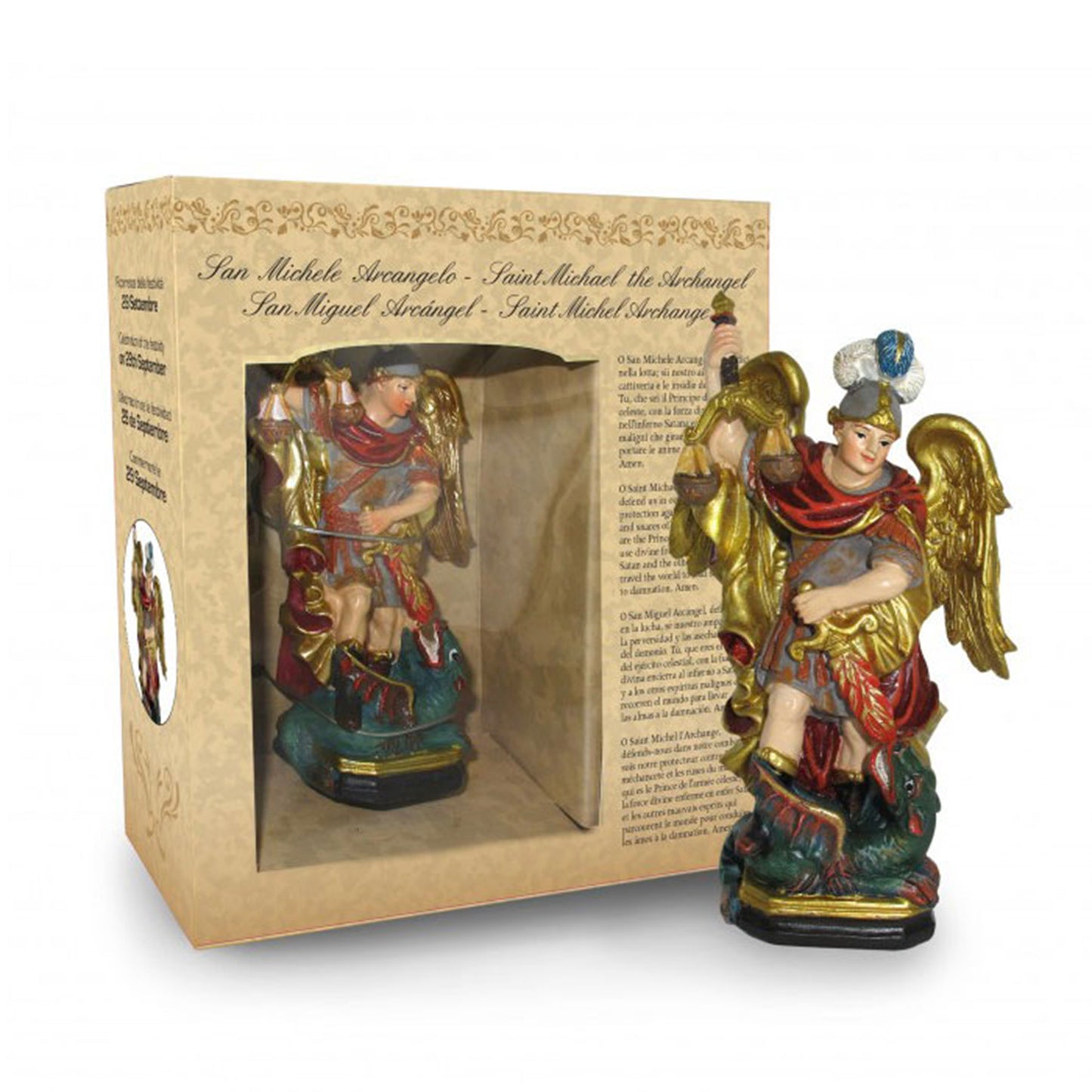 Statua San Michele Arcangelo in Resina 12 cm - Confezione Regalo