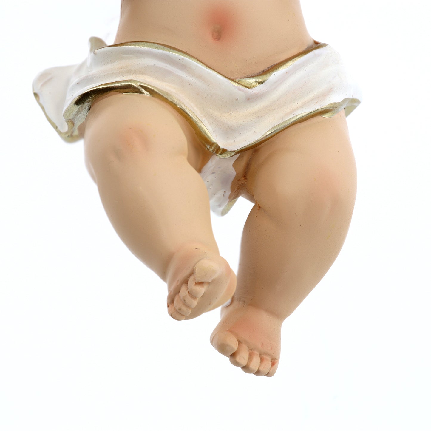 Statua Gesù Bambino con lenzuolino, in resina. Altezza 16 cm
