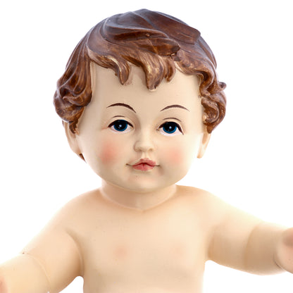 Statua Gesù Bambino con lenzuolino, in resina. Altezza 16 cm