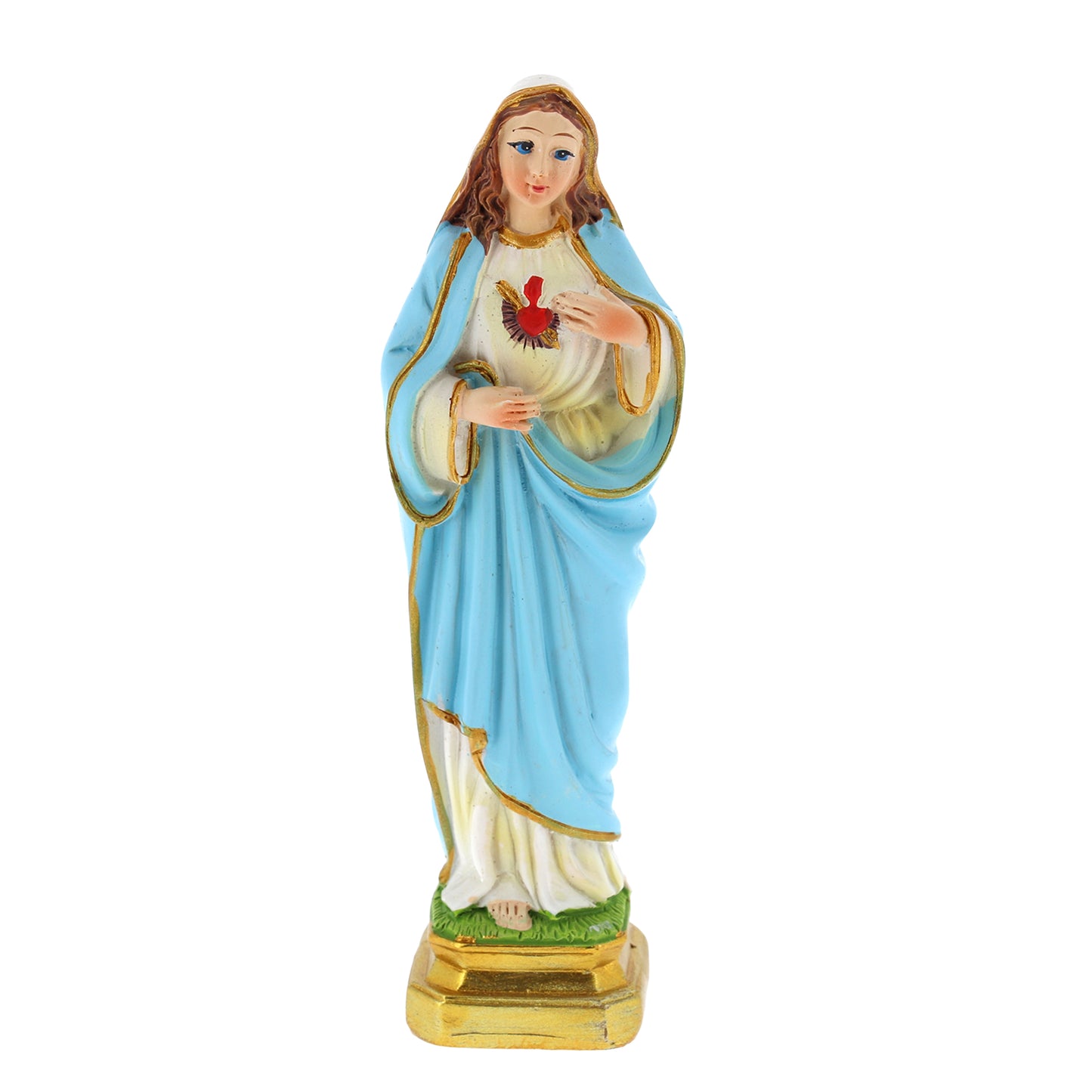 Statua Sacro Cuore di Maria in resina, in confezione regalo. Altezza 12 cm