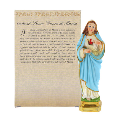 Statua Sacro Cuore di Maria in resina, in confezione regalo. Altezza 12 cm