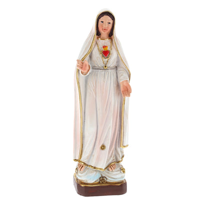 Statua Madonna di Fatima in resina, in confezione regalo. Altezza 12 cm