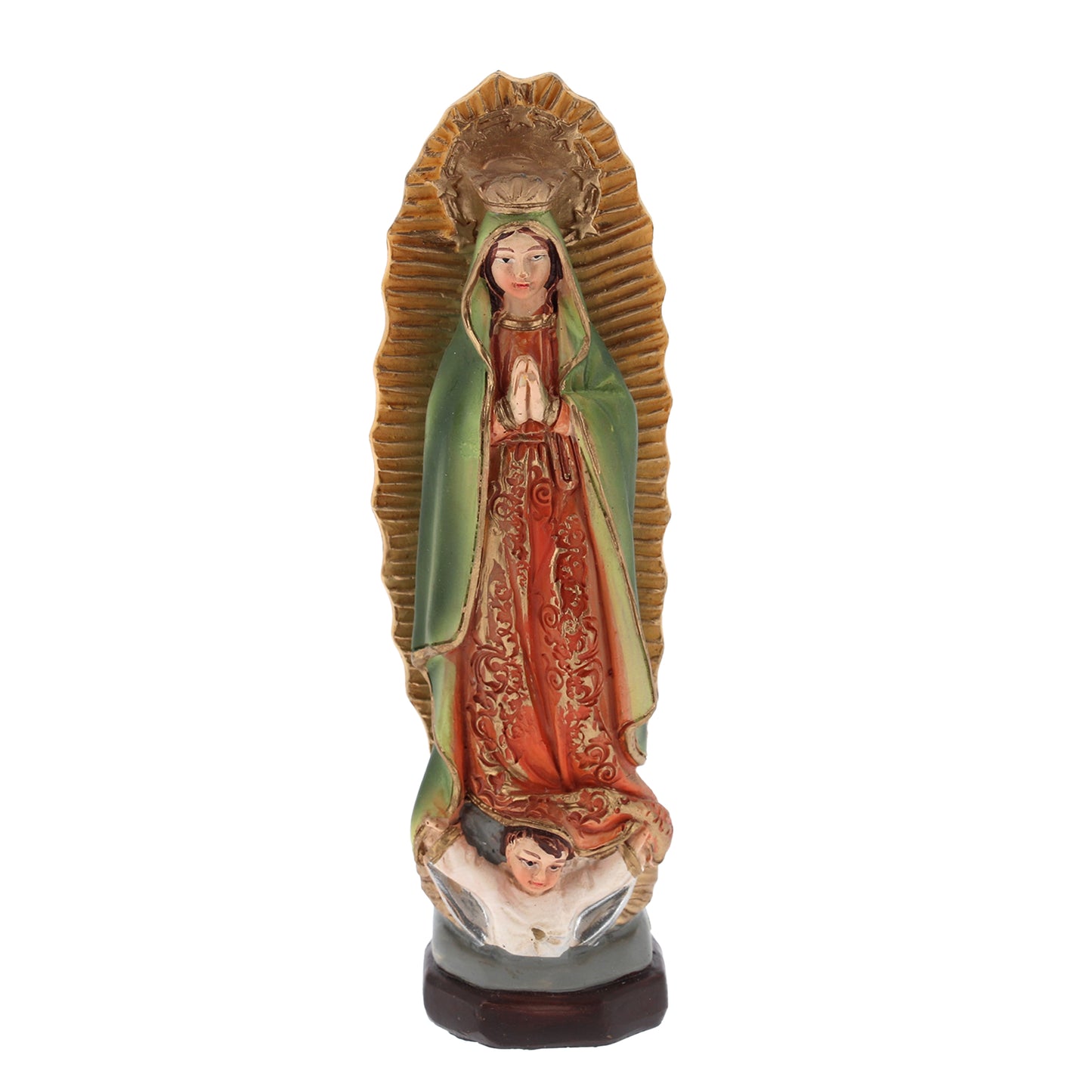 Statua Madonna di Guadalupe in resina, in confezione regalo. Altezza 12 cm
