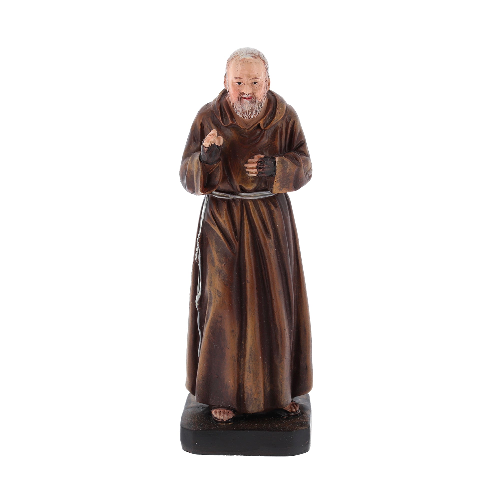 Statua San Pio in resina, in confezione regalo. Altezza 12 cm