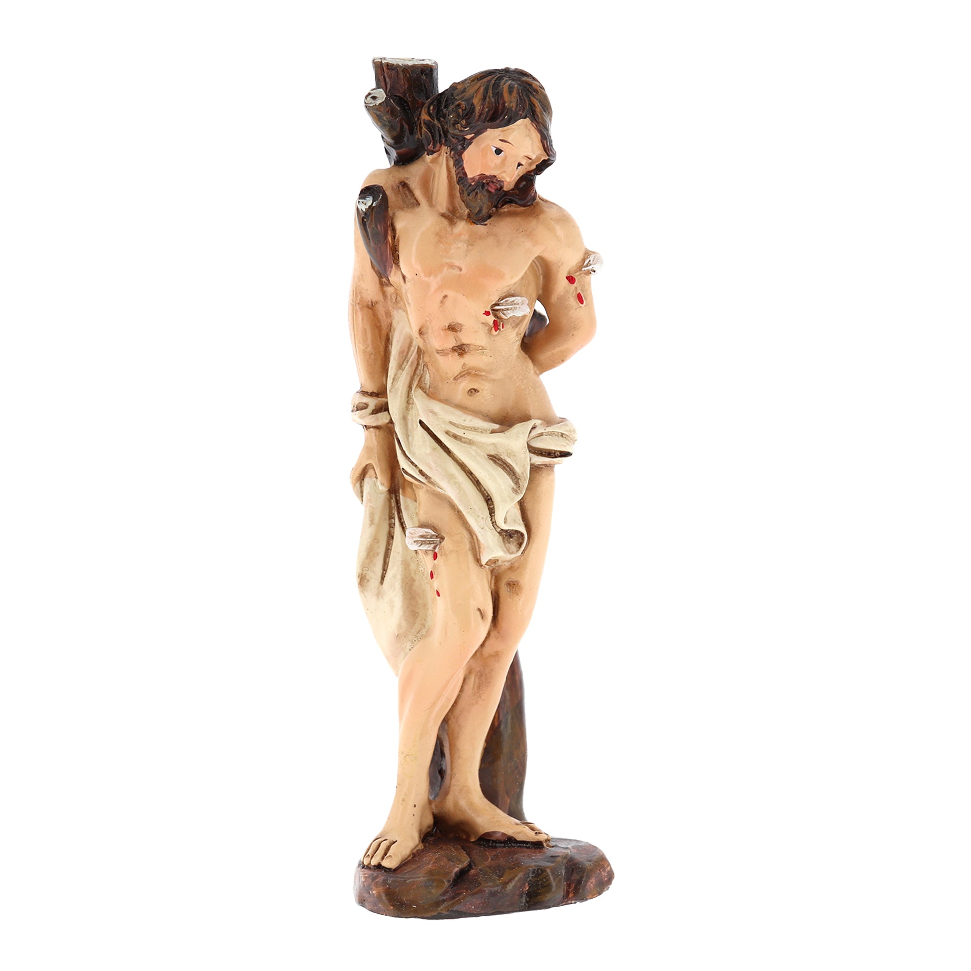 Statua San Sebastiano in resina, in confezione regalo. Altezza 12 cm