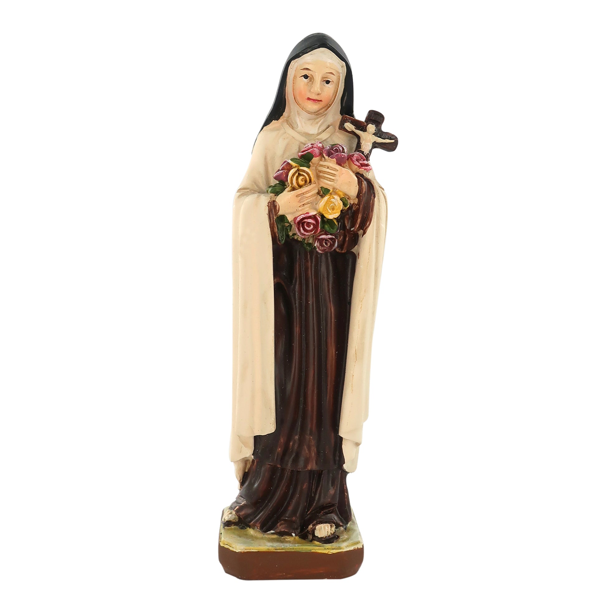 Statua Santa Teresa di Lisieux in resina, in confezione regalo. Altezza 12 cm