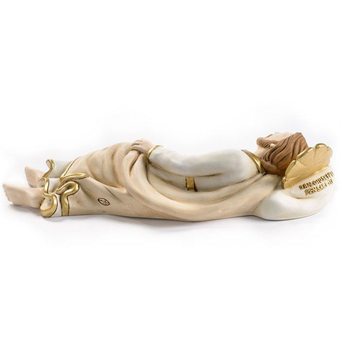 Statua San Giuseppe dormiente in polvere di marmo. Larghezza 38 cm