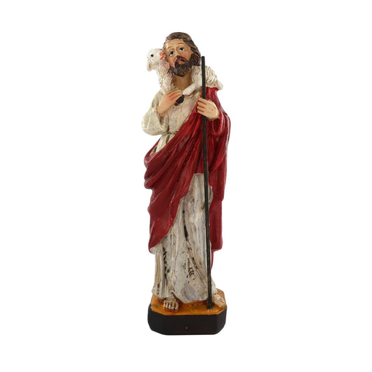 Statua Cristo Buon Pastore in resina, in confezione regalo. Altezza 12 cm