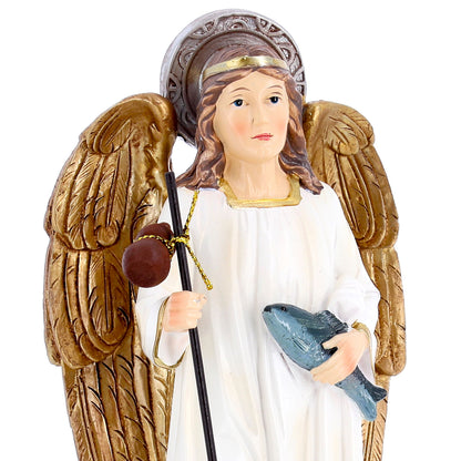 Statua Arcangelo Raffaele in resina. Altezza 29,3 cm