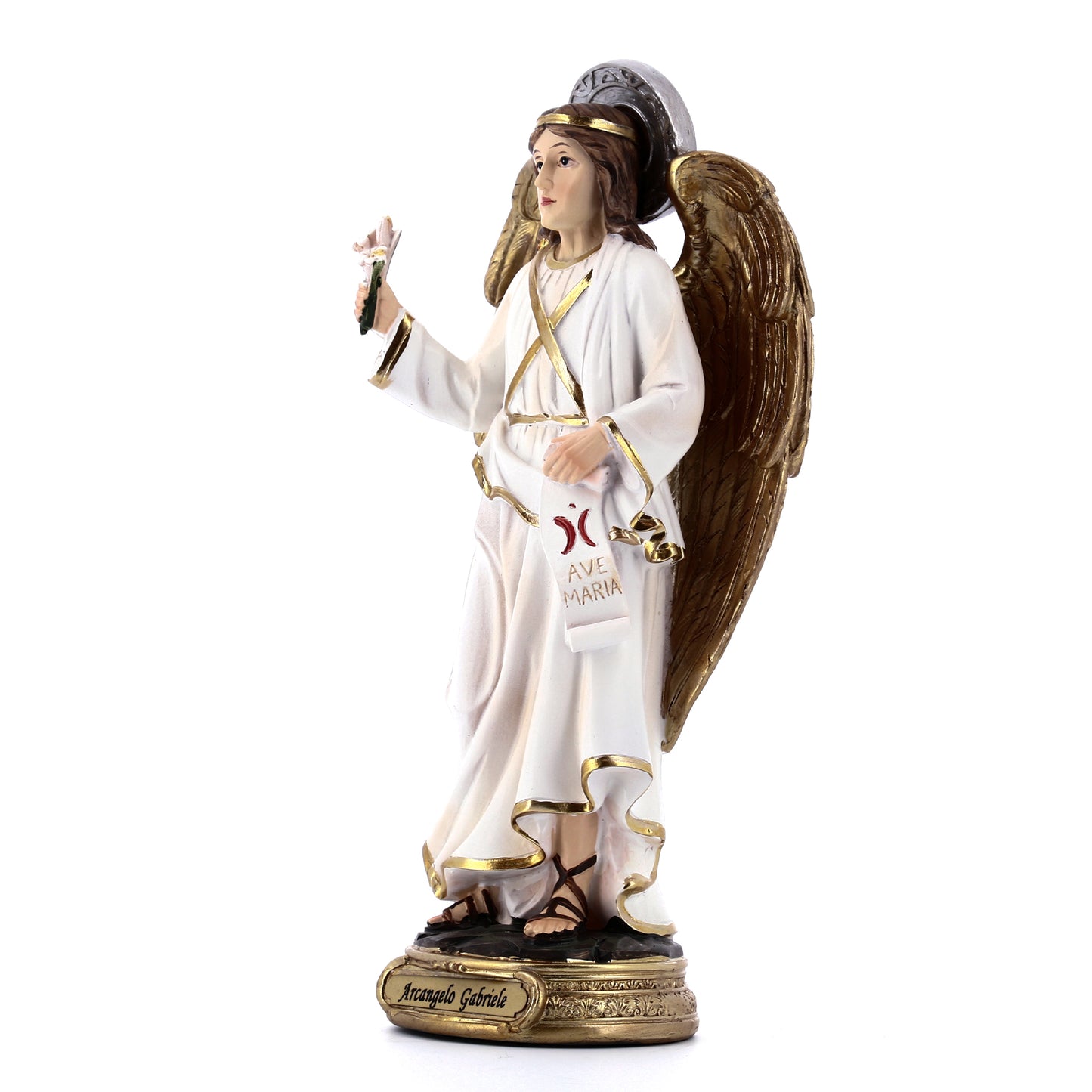 Statua Arcangelo Gabriele in resina. Altezza 29,8 cm
