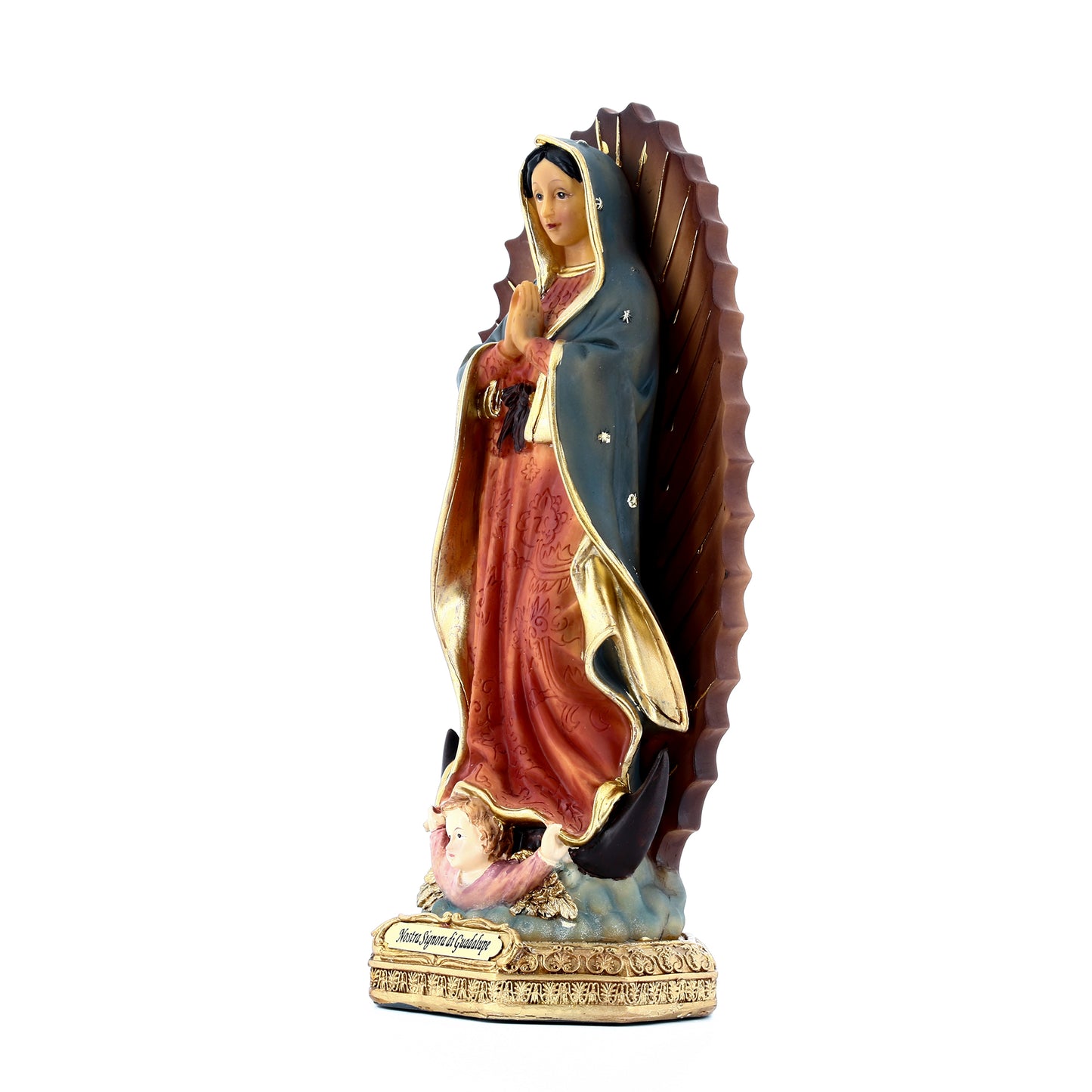 Statua Madonna di Guadalupe, in resina. Altezza 15 cm