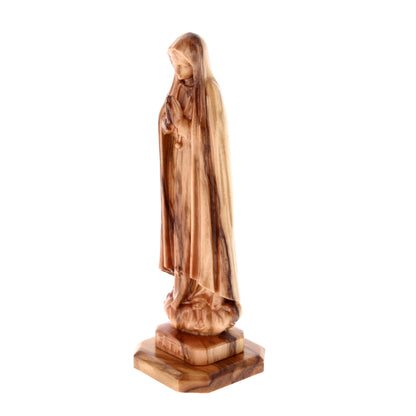 Statua Madonna di Fatima, in legno d'olivo. Altezza 8 cm