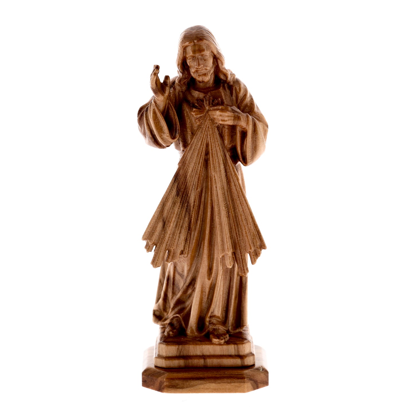 Statua Gesù Misericordioso, in legno d'olivo. Altezza 11 cm