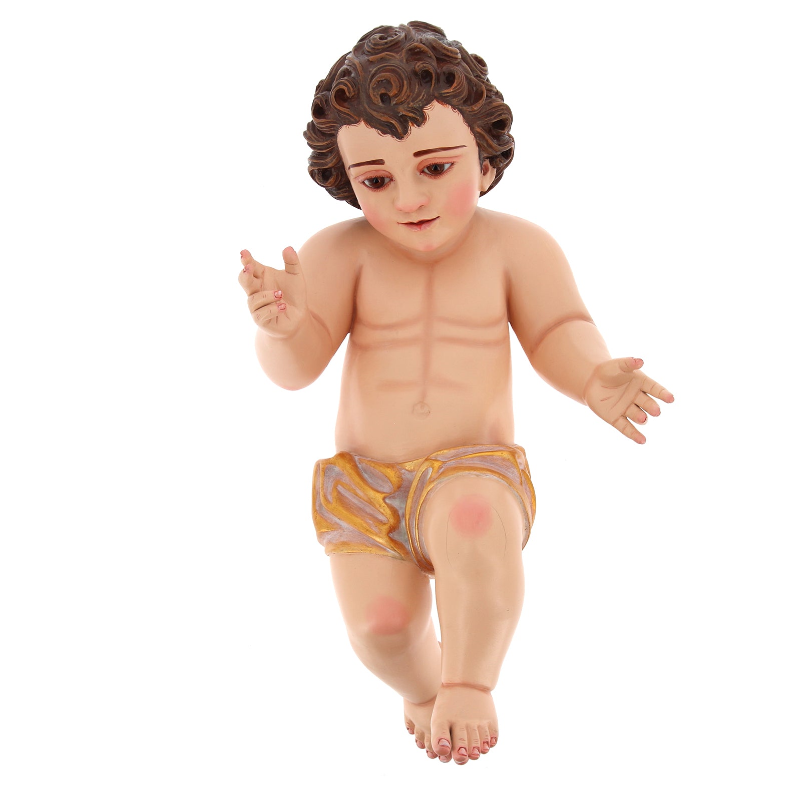 Statua Gesù Bambino in legno decorato. Altezza 50 cm