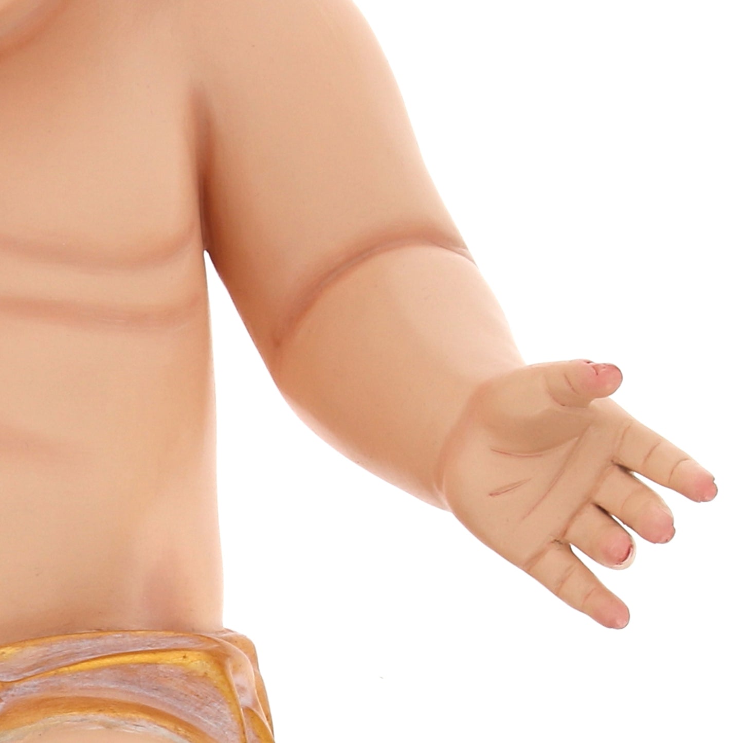 Statua Gesù Bambino in legno decorato. Altezza 50 cm