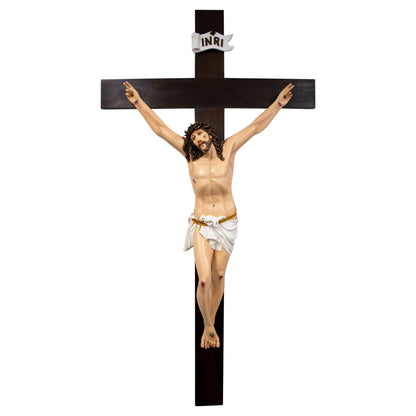 Statua Gesù Crocifisso in legno decorato. Altezza 100 cm