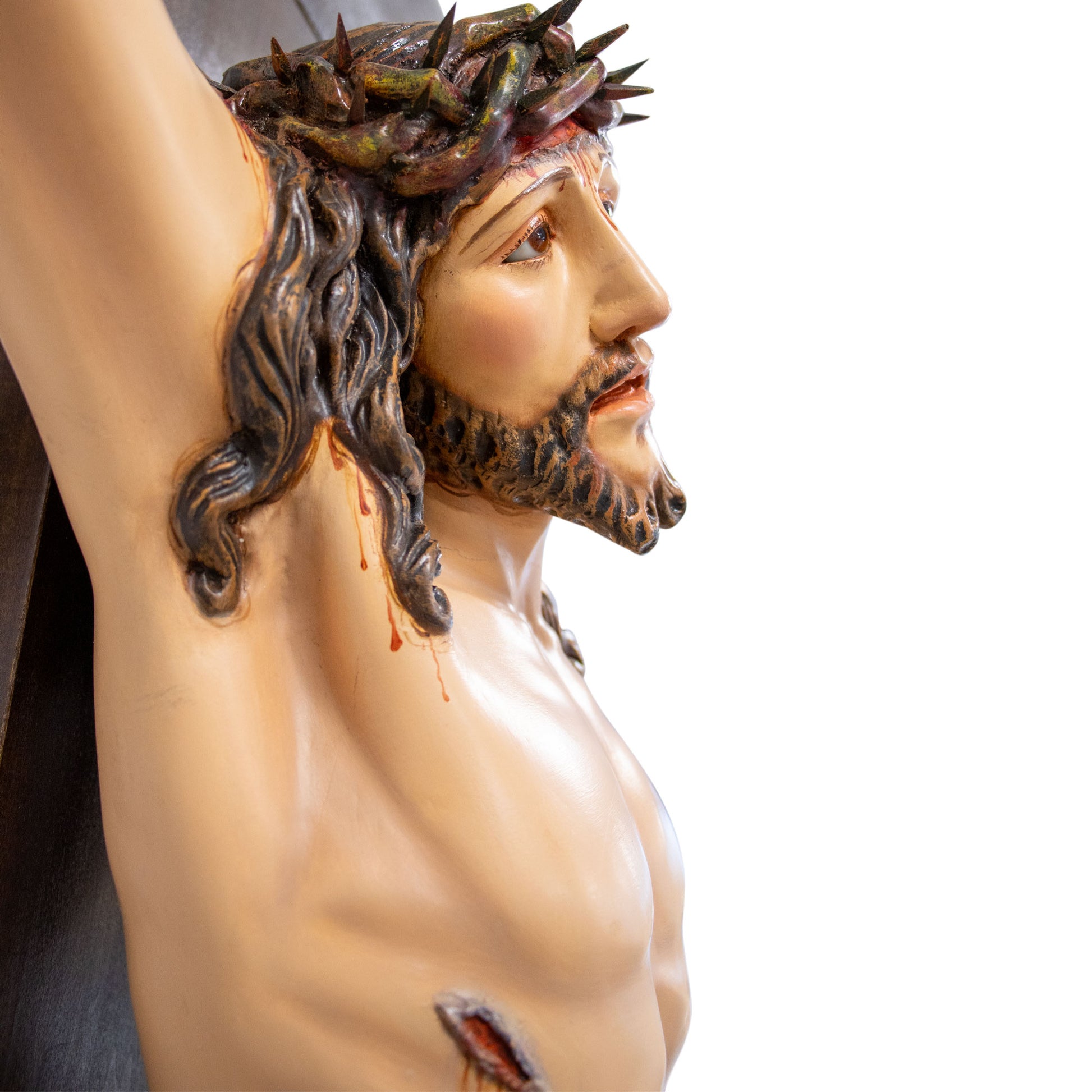 Statua Gesù Crocifisso in legno decorato. Altezza 100 cm