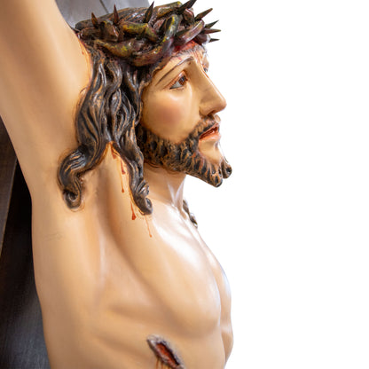 Statua Gesù Crocifisso in legno decorato. Altezza 100 cm
