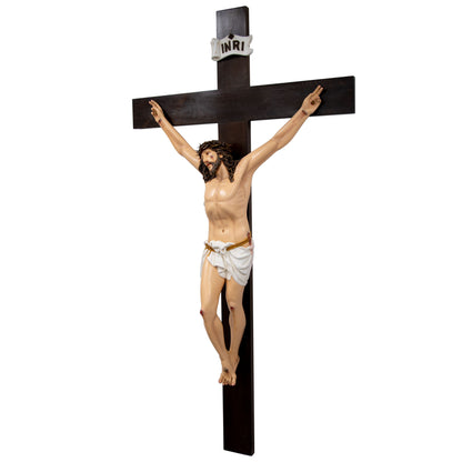 Statua Gesù Crocifisso in legno decorato. Altezza 100 cm