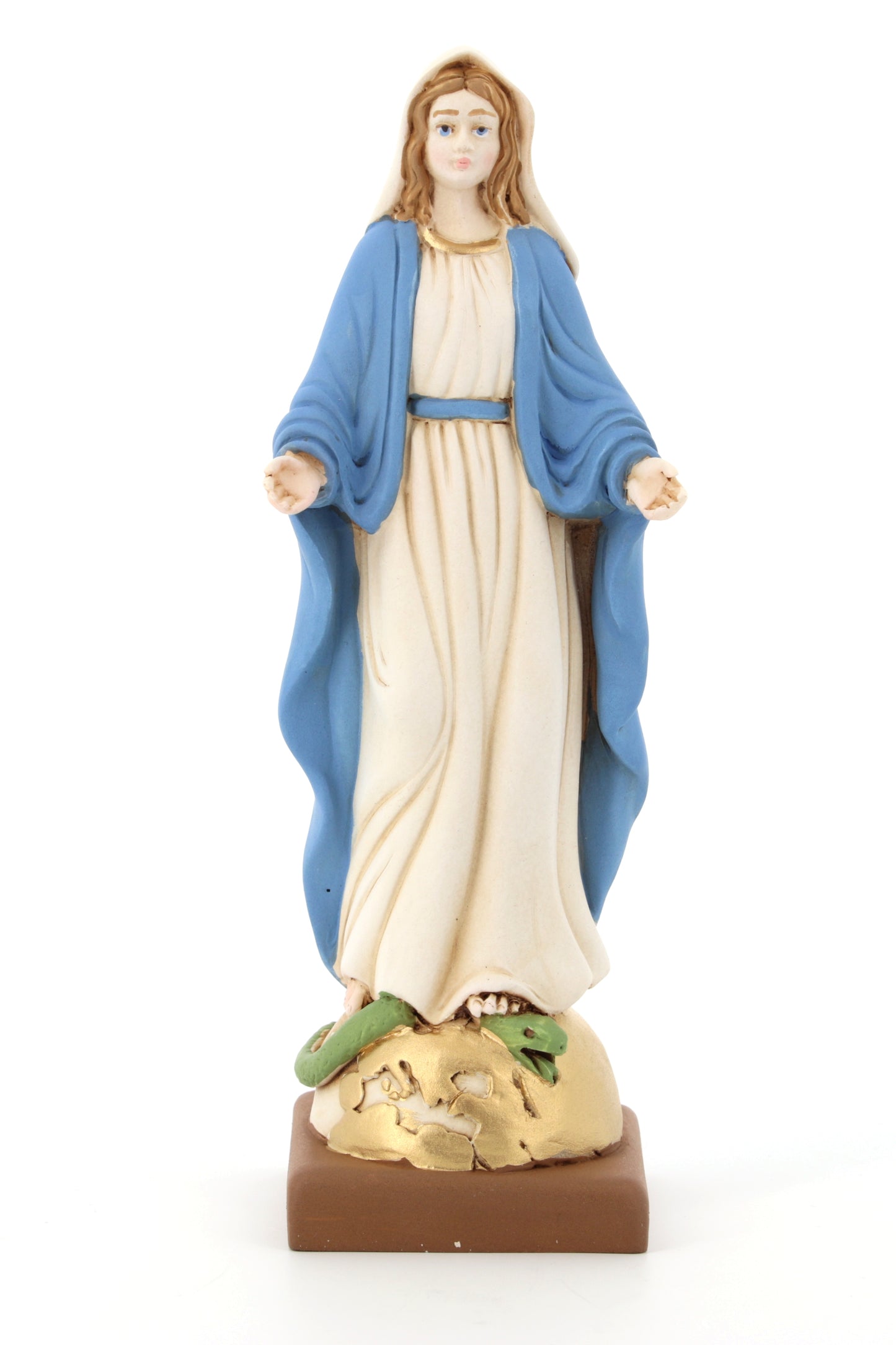 Statua Madonna Immacolata in resina colorata. Altezza 20 cm