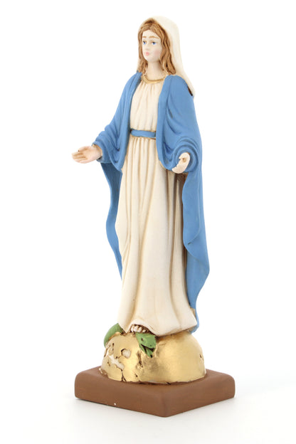 Statua Madonna Immacolata in resina colorata. Altezza 20 cm