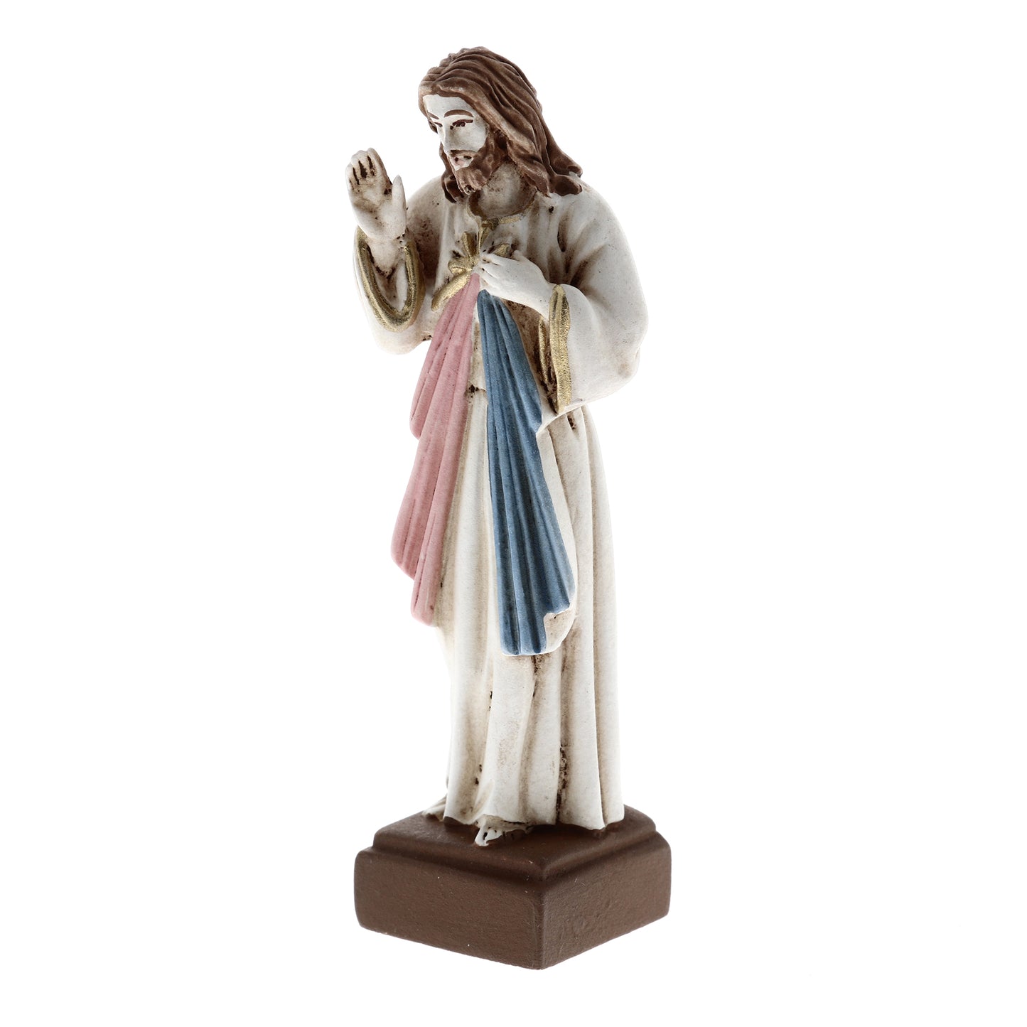 Statua Gesù Misericordioso in resina colorata. Altezza 10 cm