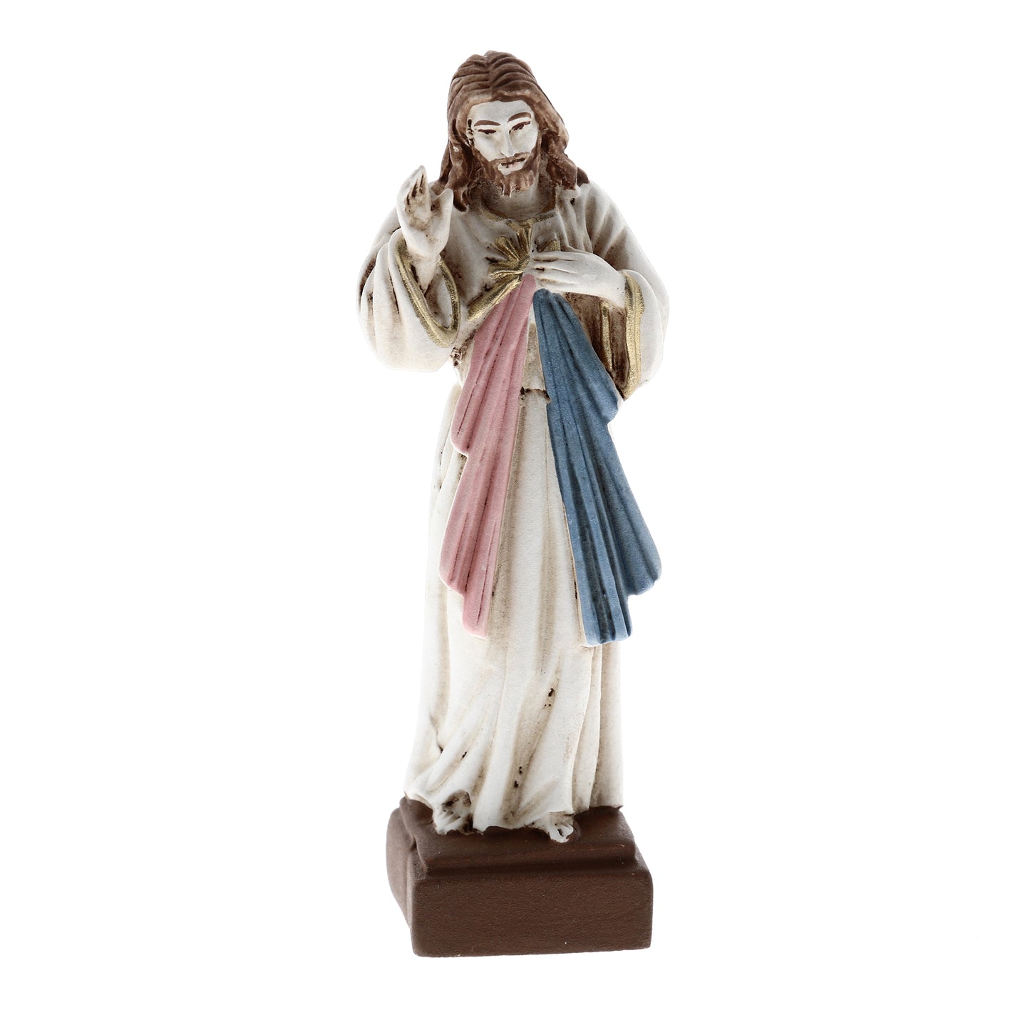 Statua Gesù Misericordioso in resina colorata. Altezza 10 cm