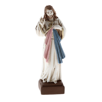 Statua Gesù Misericordioso in resina colorata. Altezza 10 cm