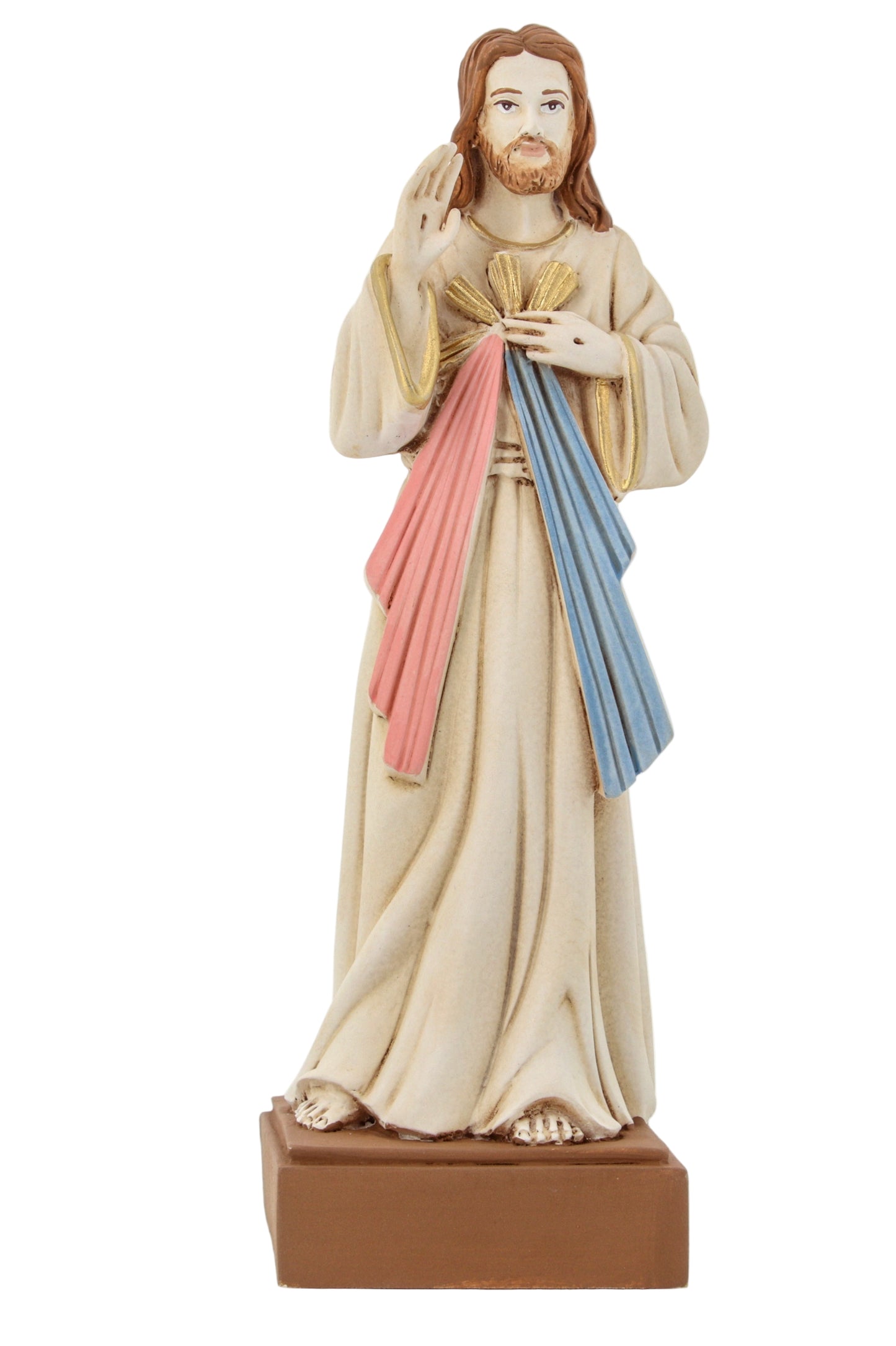 Statua Gesù Misericordioso in resina colorata. Altezza 20 cm