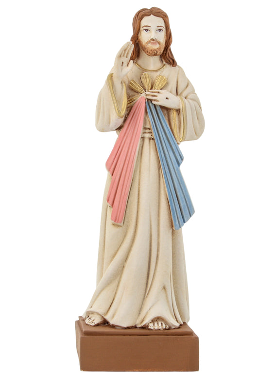 Statua Gesù Misericordioso in resina colorata. Altezza 20 cm