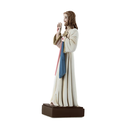 Statua Gesù Misericordioso in resina colorata. Altezza 15 cm
