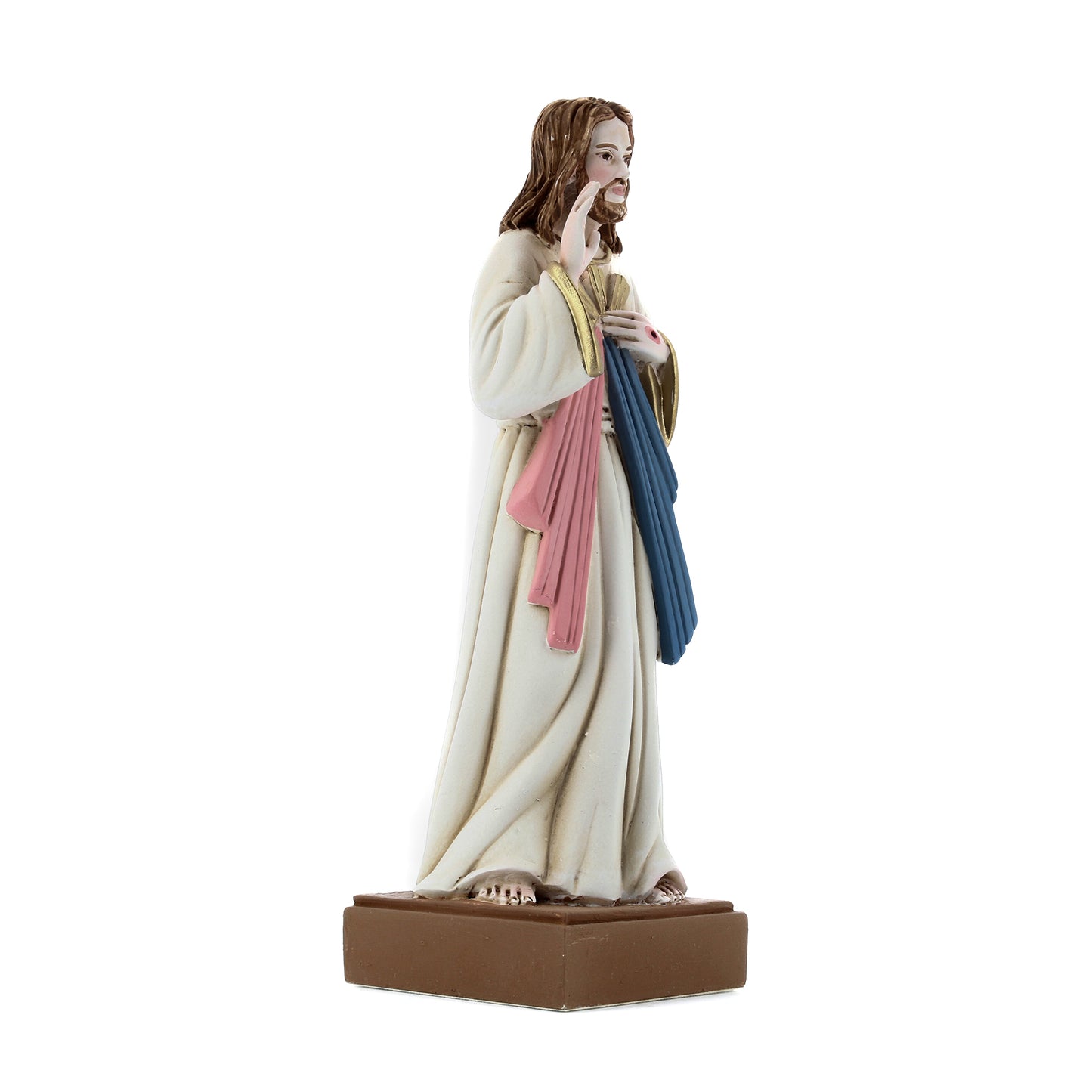 Statua Gesù Misericordioso in resina colorata. Altezza 15 cm