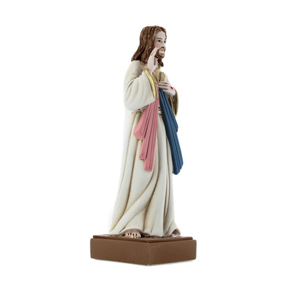Statua Gesù Misericordioso in resina colorata. Altezza 15 cm