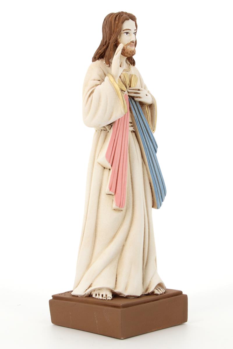 Statua Gesù Misericordioso in resina colorata. Altezza 20 cm