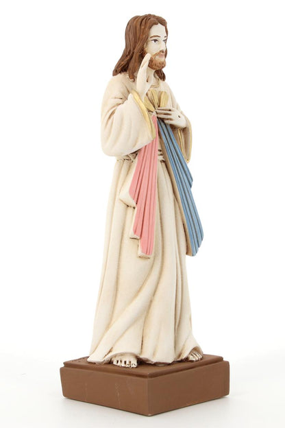 Statua Gesù Misericordioso in resina colorata. Altezza 20 cm