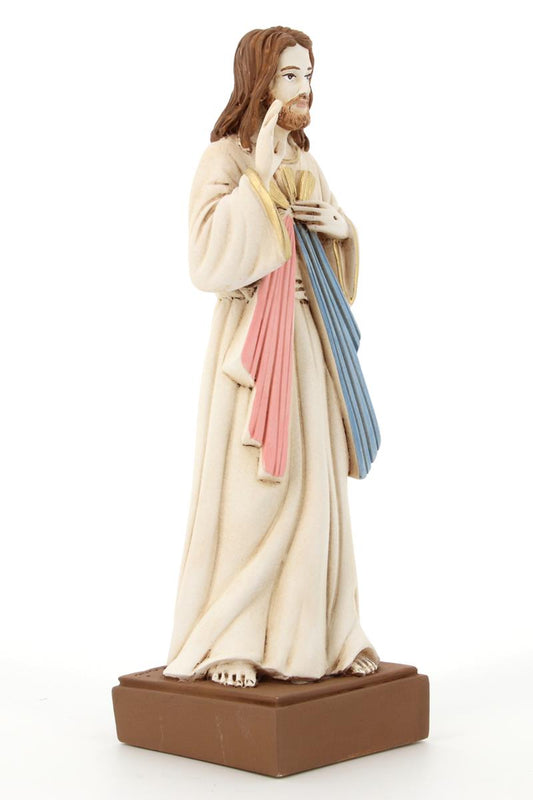 Statua Gesù Misericordioso in resina colorata. Altezza 20 cm