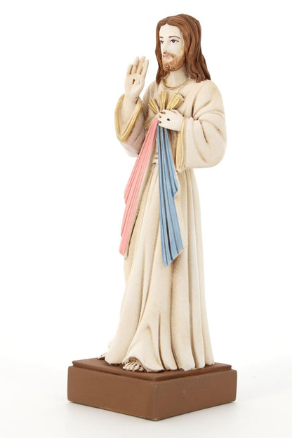 Statua Gesù Misericordioso in resina colorata. Altezza 20 cm