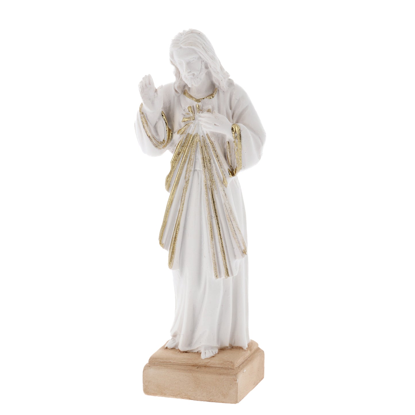 Statua Gesù Misericordioso in resina bianca. Altezza 15 cm