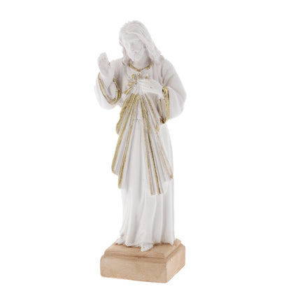 Statua Gesù Misericordioso in resina bianca. Altezza 15 cm