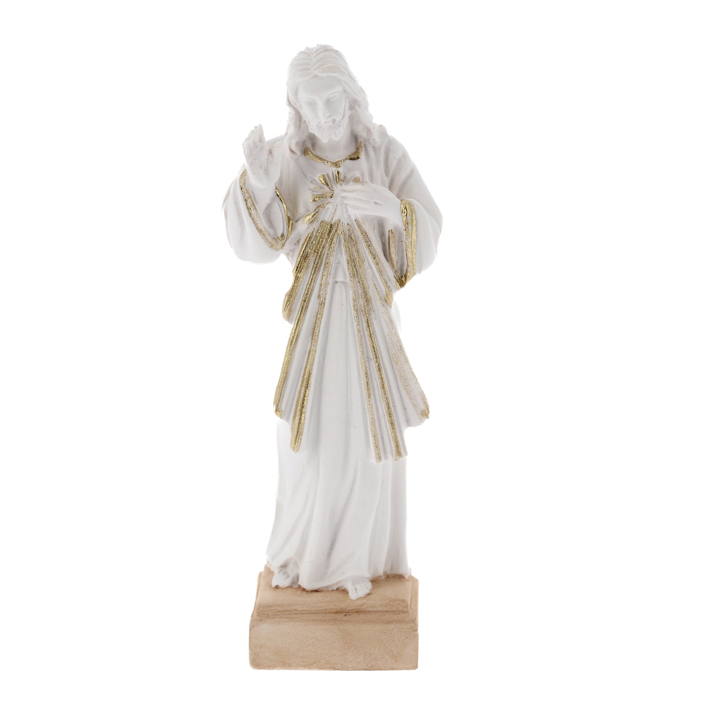 Statua Gesù Misericordioso in resina bianca. Altezza 15 cm